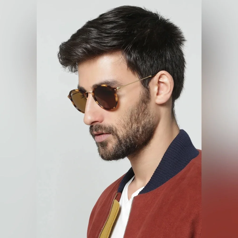 Beautiful Ray-Ban Round Lens Sunglasses RB2447 Fleck Tortoise W/ Brown Lens 49mm - Picture 10 of 16